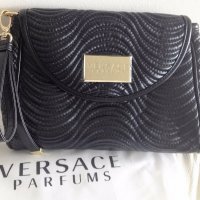ПРОМО 🍊 VERSACE 🍊 Дамска кожена черна вечерна чанта нова с етикети, снимка 7 - Чанти - 19508749