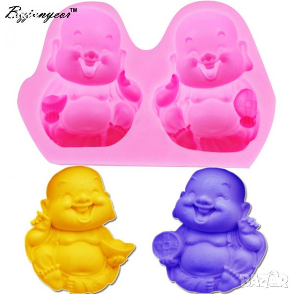 2 смеещи се бебета бебе силиконов молд форма декорация украса фондан торта шоколад гипс, снимка 1