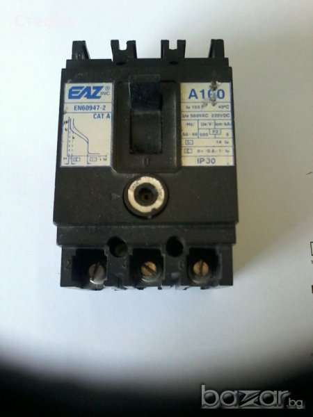 автоматичен трифазен прекъсвач 100А, снимка 1