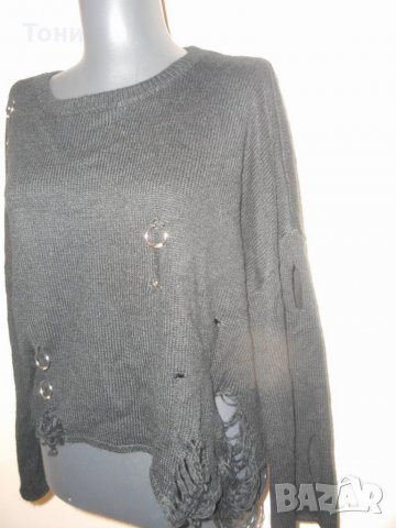 Блуза скъсан ефект m&t fashion, снимка 6 - Блузи с дълъг ръкав и пуловери - 25792205