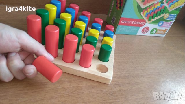  Голям Сортер От Масивно Дърво Монтесори с 25 елемента. логически игри, снимка 3 - Образователни игри - 25000199