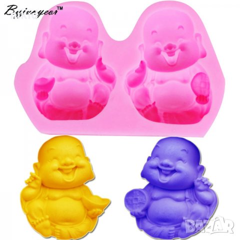 2 смеещи се бебета бебе силиконов молд форма декорация украса фондан торта шоколад гипс