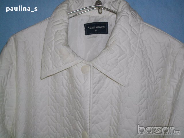 Капитонирано бяло яке / манто / преходно палто с вата - голям размер, снимка 2 - Палта, манта - 16165439