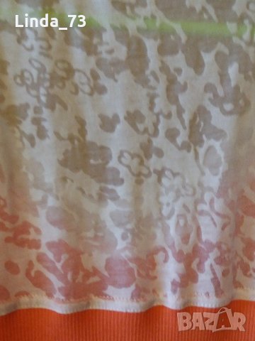 Дам.тениска-"MALOKA/памук+лен+полиестер/-бяла+оранжаво. Закупена от Италия., снимка 7 - Тениски - 22028675
