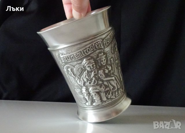 Гравирана чаша,халба от калай BMF. , снимка 2 - Антикварни и старинни предмети - 25737095