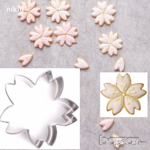 Вишнев цвят метална форма резец украса торта фондан сладки др, снимка 2 - Форми - 18688931