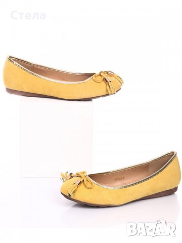 Дамски балеринки, жълти, нови, с кутия, снимка 2 - Дамски ежедневни обувки - 22667176