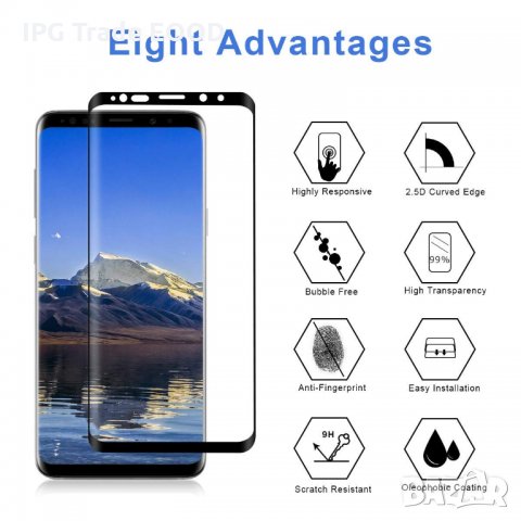 Samsung Galaxy S9 стъклен протектор цял черен , снимка 2 - Фолия, протектори - 23089510