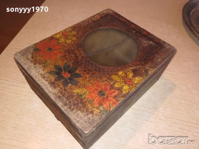 антика-старинна кутия за стена-19х15х9см, снимка 2 - Антикварни и старинни предмети - 20962448