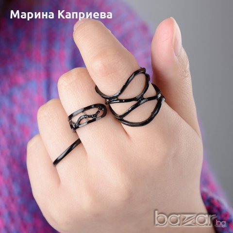 Пръстен "Три черни пръстена" /#А-12/, снимка 3 - Пръстени - 20575083