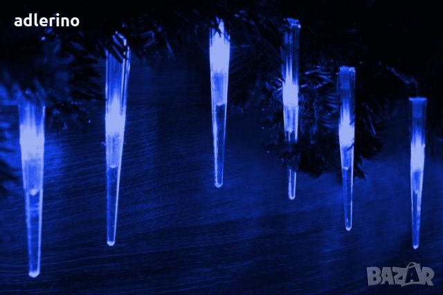 Зимна украса, ЛЕД гирлянда - Ледени висулки, коледна украса, с трафо, синя, снимка 6 - Декорация за дома - 25043417