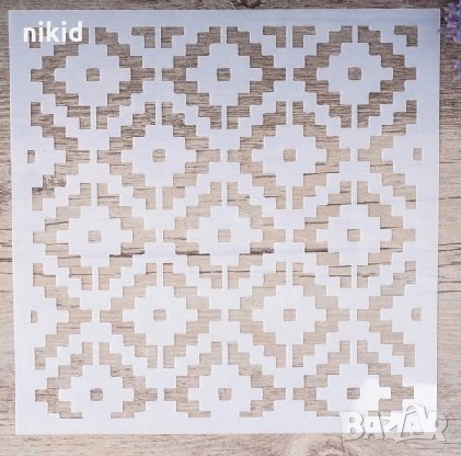 Зиг Заг квадрати квадратен стенсил шаблон спрей за торта украса кекс декорация с пудра захар и боя