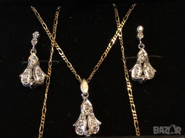 Обеци и медальон от платина с диаманти Злато Платина Диаманти Бижута