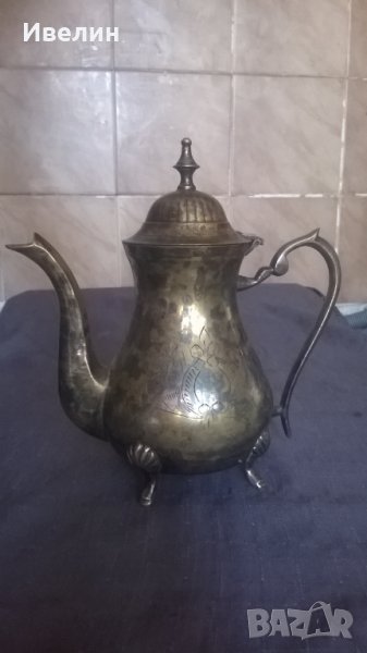 стара посребрена кана от бронз, снимка 1