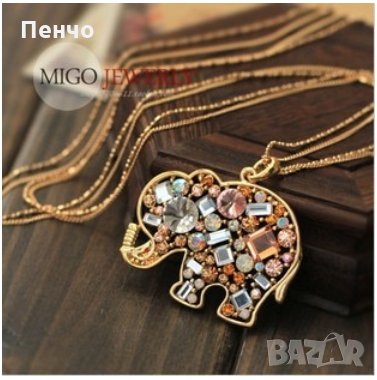 За подарък нов модерен стилен моден златна верижка слон цветна висулка кристал огърлица за жени