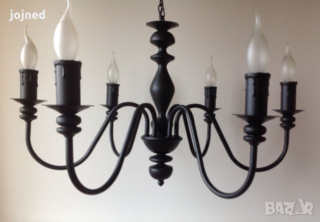 Черен витидж полилей-класически,модерен осветление з хол,всекидневна,спалня,шаби шик старинна  лампа, снимка 3 - Лампи за таван - 25318784