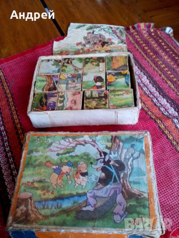 Стара детска игра с кубчета, снимка 2 - Антикварни и старинни предмети - 23729322