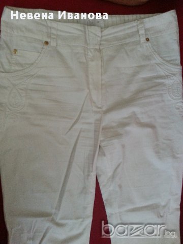 Дамски летен бял панталон - спортно елегантен памучен размер М, снимка 1 - Панталони - 15126289