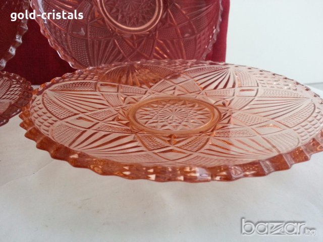  стъклени чинии цветно розово стъкло , снимка 7 - Антикварни и старинни предмети - 19926885