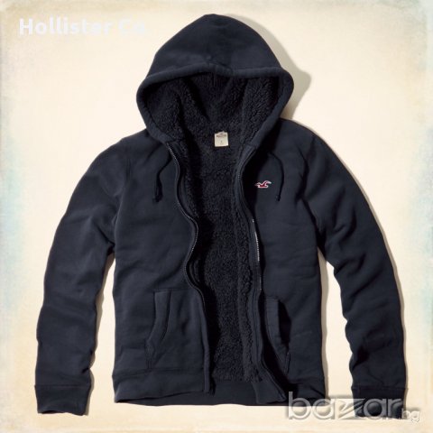 Hollister Co. Aliso Creek NAVY Sherpa-lined Hoodie, снимка 1 - Пуловери - 11103075