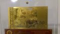 Сувенири 50 златни лева банкноти в стъклена поставка и масивно дърво + Сертификат, снимка 2