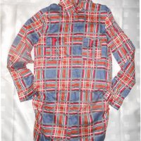 Интересна дълга риза -каре 100 % памук , снимка 1 - Ризи - 21969079