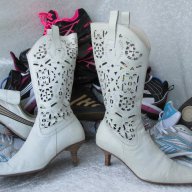 летни ботуши Laura Bellariva original White Summer Boots, N-37, естествена кожа,GOGOMOTO.BAZAR.BG®, снимка 8 - Дамски обувки на ток - 17046841