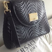 ПРОМО 🍊 VERSACE 🍊 Дамска кожена черна вечерна чанта нова с етикети, снимка 8 - Чанти - 19508749
