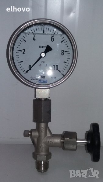 Манометър от неръждаема стомана WIKA Ф100 0до10 бара, снимка 1