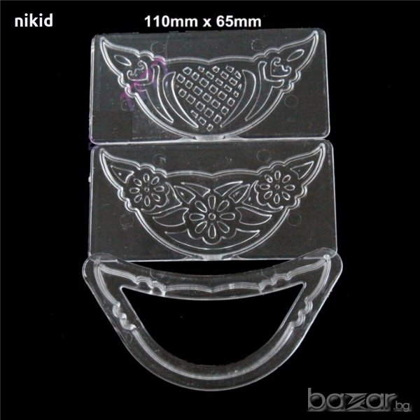 сет 3 бр пластмасови форми народни носии орнаменти резци шаблони печат борд декорация украса торта , снимка 1