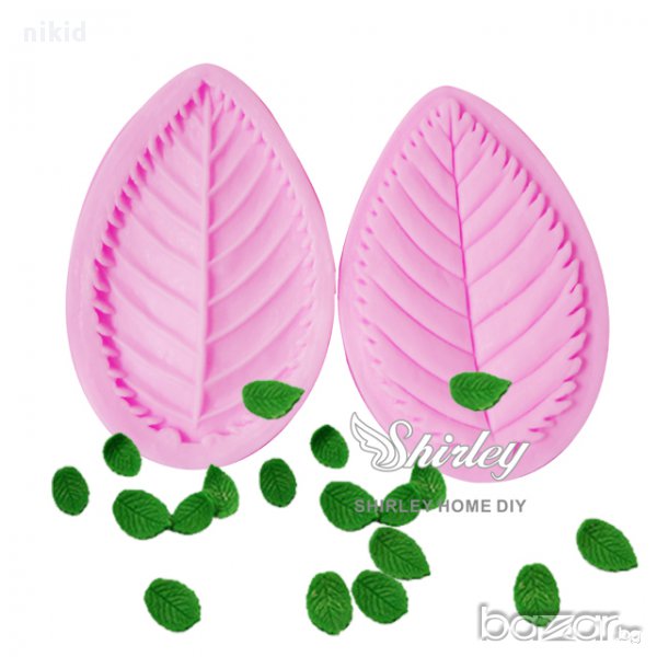 голямо назъбено листо роза 2 части вейнър вайнър силиконова форма молд украса декор фондан шоколад, снимка 1