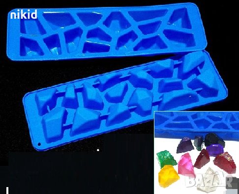 Различни форми камъни дълбок силиконов молд калъп декорация фондан шоколад гипс смола глина и др.