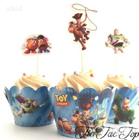 12 бр Toy Story Играта на играчките топери и кошнички украса декорация за мъфини кексчета торта и па