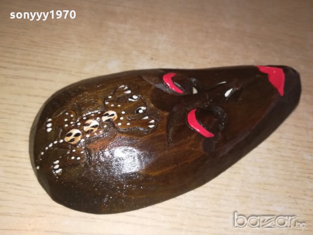 ретро маска-дърво/лак-внос швеицария-20х10х3см, снимка 5 - Колекции - 20977062