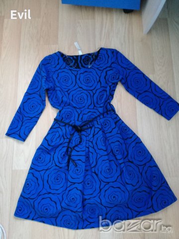 Синя рокля с тюл, снимка 2 - Рокли - 20222971