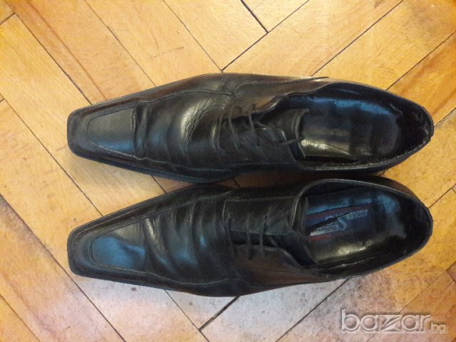 Мъжки кожени обувки черни с връзки № 42, снимка 2 - Ежедневни обувки - 20335333