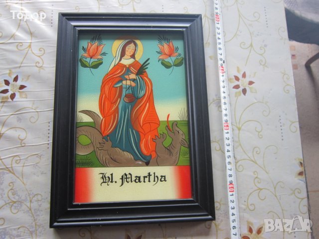 Невероятна Стара икона стъклопис позлата 