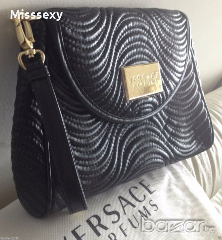 ПРОМО 🍊 VERSACE 🍊 Дамска кожена черна вечерна чанта нова с етикети, снимка 8 - Чанти - 19508749