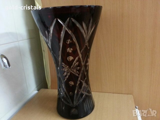 кристална ваза цветен червен кристал , снимка 8 - Антикварни и старинни предмети - 25671949