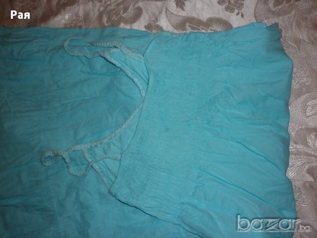 Синя дълга  рокля 100 % памук , снимка 10 - Рокли - 15873065