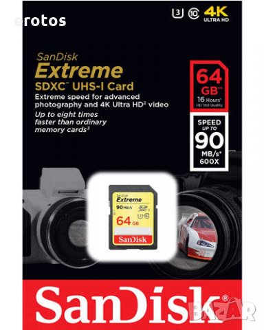 Оригинални Карти Памет  SDXC SanDisk Extreme C10 V30 U3 (90MB) -Sony Memory Stick ProDuO, снимка 1