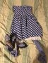 Morgan Дамска рокля и сандали - бяло и синьо каре