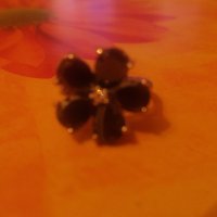 Прекрасен пръстен цвете с черни и бели камъчета, снимка 2 - Пръстени - 19155234