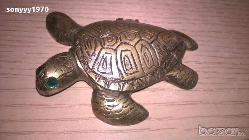 Костенурка-мед/месинг-8х8см-внос швеицария, снимка 1