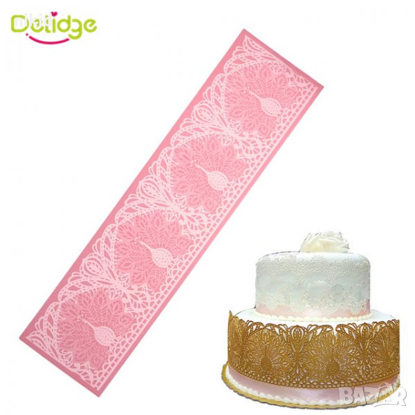 Фина мрежа дантела от паунови опашки пера паун силиконов молд украса торта фондан гъмпейст декорация, снимка 1