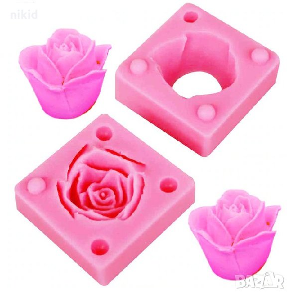 3D Роза 2 части силиконов молд форма декорация торта фондан шоколад и др., снимка 1