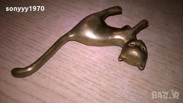 масивно коте-мед/месинг-10х8х2см-внос швеицария, снимка 6 - Антикварни и старинни предмети - 22466294