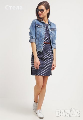 VERO MODA елегантна дамска рокля, нова, с етикет, тъмно синя, на бели точки, снимка 6 - Рокли - 23043781