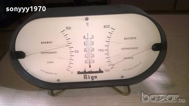 ретро колекция-рига-ретро хидро/барометър-22х13х5см, снимка 4 - Антикварни и старинни предмети - 19544082