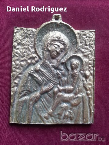 Старинна Бронзова Руска Нагръдна Икона, снимка 3 - Антикварни и старинни предмети - 16364301